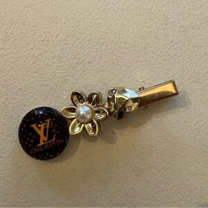 Gold Pearl Rhinestone Hair Pin Clip Holder Adorable
